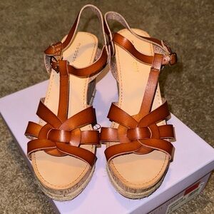 Madden Girl Brown Woven Wedge Sandals